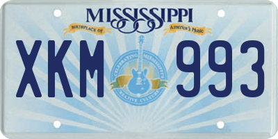MS license plate XKM993