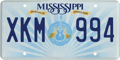 MS license plate XKM994
