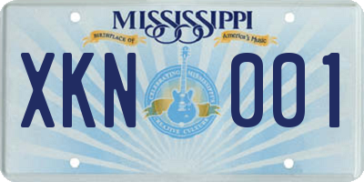 MS license plate XKN001