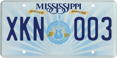 MS license plate XKN003