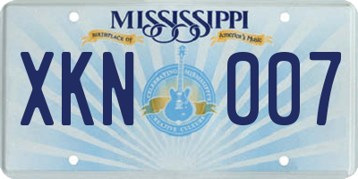 MS license plate XKN007