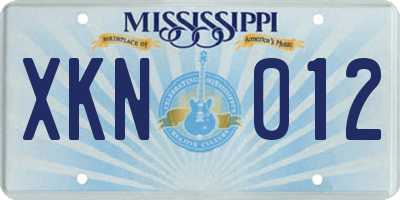 MS license plate XKN012