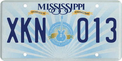 MS license plate XKN013
