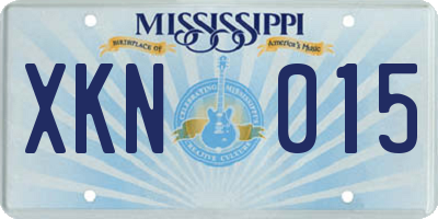 MS license plate XKN015