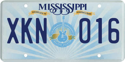 MS license plate XKN016