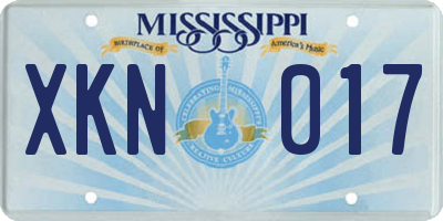 MS license plate XKN017