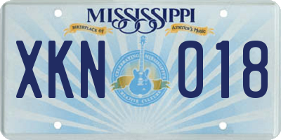 MS license plate XKN018