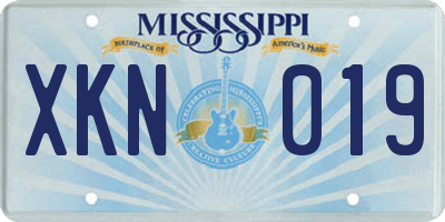 MS license plate XKN019