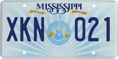 MS license plate XKN021