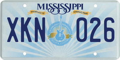 MS license plate XKN026