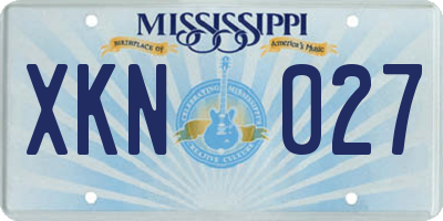 MS license plate XKN027