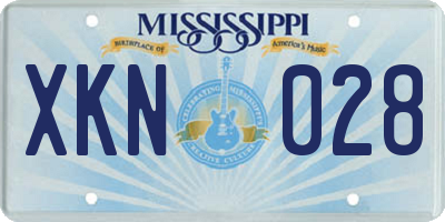 MS license plate XKN028