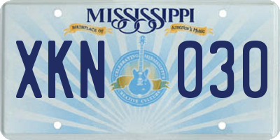 MS license plate XKN030