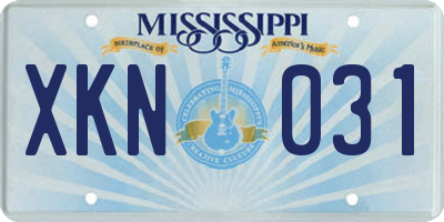 MS license plate XKN031