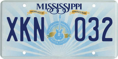 MS license plate XKN032