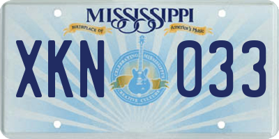 MS license plate XKN033