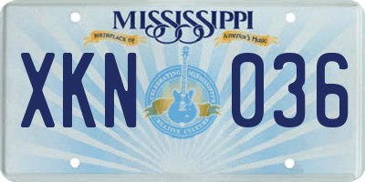 MS license plate XKN036