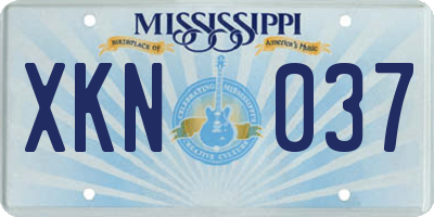 MS license plate XKN037