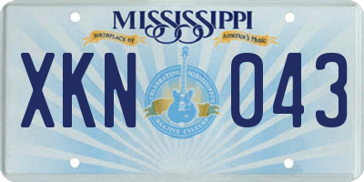 MS license plate XKN043
