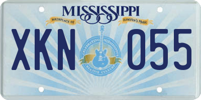 MS license plate XKN055