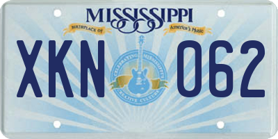 MS license plate XKN062