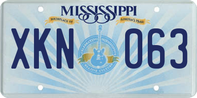 MS license plate XKN063