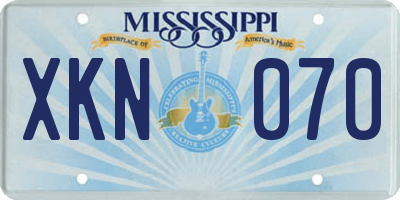 MS license plate XKN070