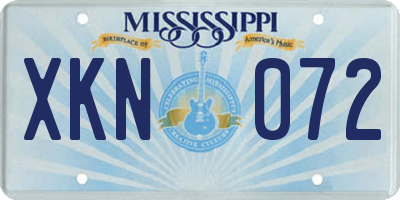 MS license plate XKN072