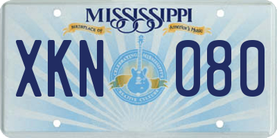 MS license plate XKN080