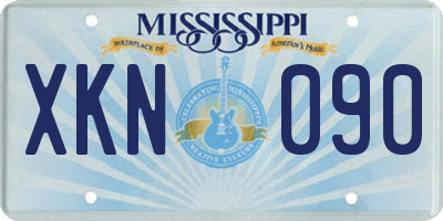 MS license plate XKN090