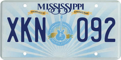 MS license plate XKN092