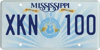 MS license plate XKN100