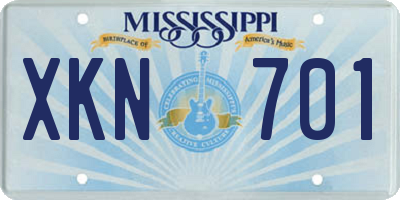 MS license plate XKN701