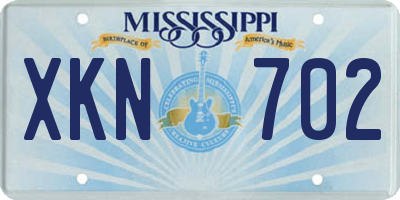 MS license plate XKN702