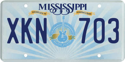 MS license plate XKN703
