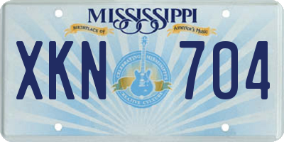 MS license plate XKN704