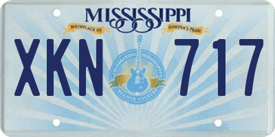 MS license plate XKN717
