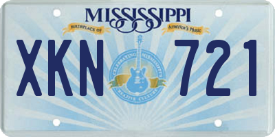 MS license plate XKN721