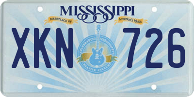 MS license plate XKN726