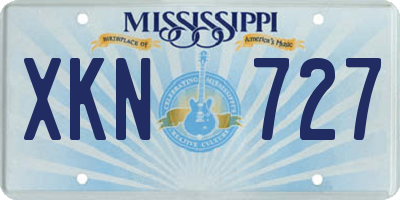 MS license plate XKN727