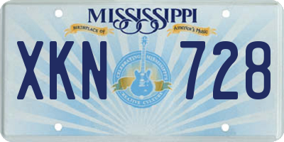 MS license plate XKN728