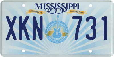 MS license plate XKN731