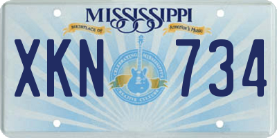 MS license plate XKN734