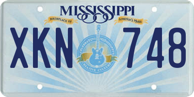 MS license plate XKN748