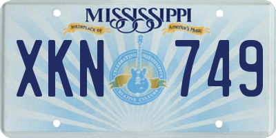MS license plate XKN749