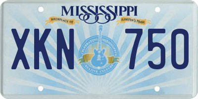 MS license plate XKN750