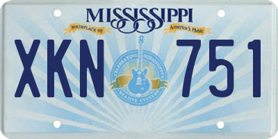 MS license plate XKN751
