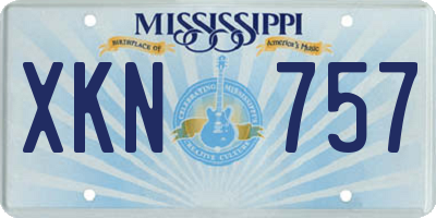 MS license plate XKN757