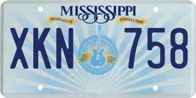 MS license plate XKN758