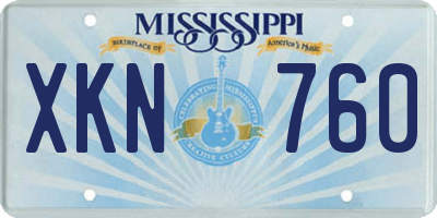 MS license plate XKN760